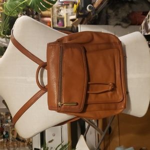 Brown leather backpack